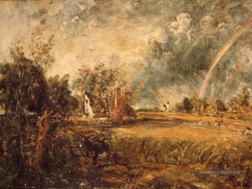Cottage Rainbow Mill romantique paysage John Constable Peinture à l'huile